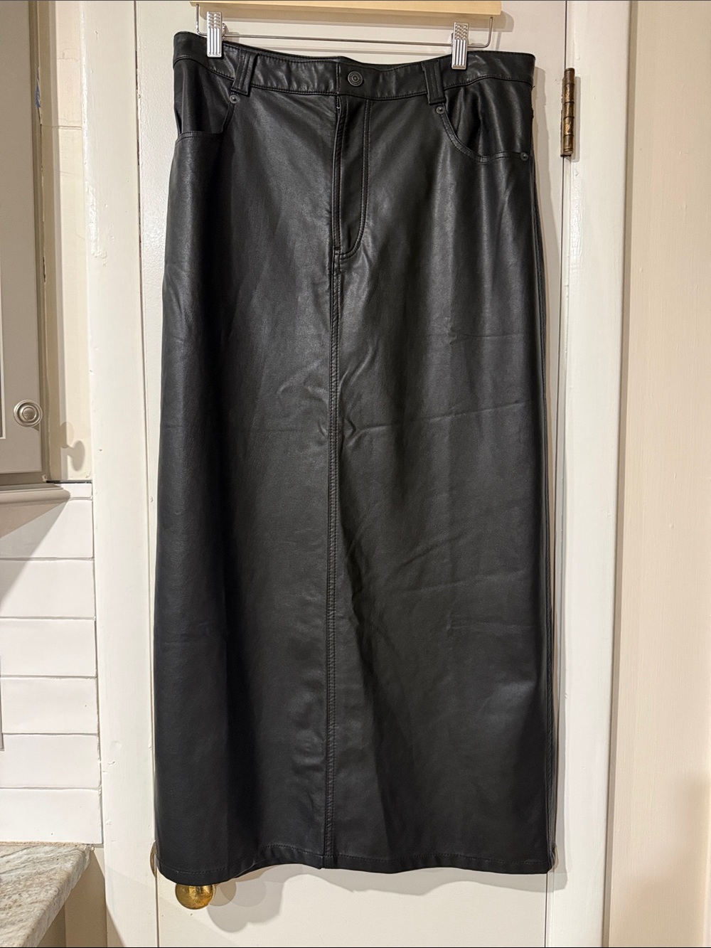 Free People Black Faux Leather Maxi Skirt